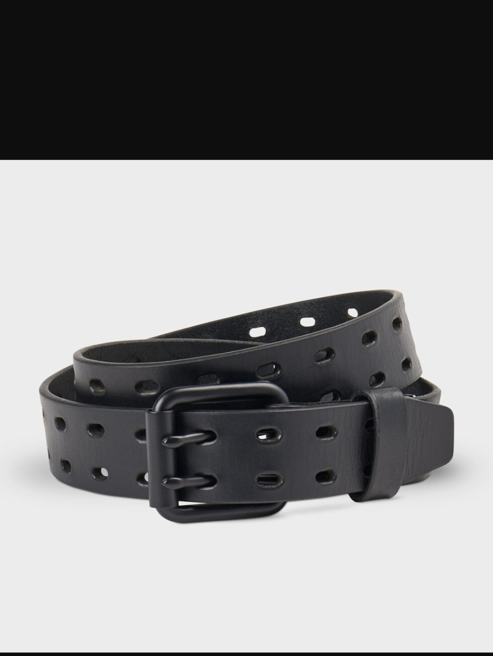 Duluth Trading Co Holier Black Leather Double Prong Work Belt Gun Metal Sz 46